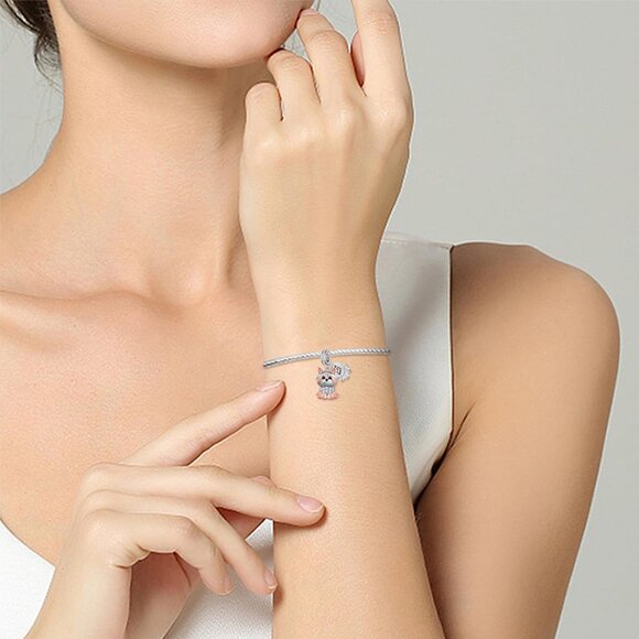 Sterling Silver Dog Charm for Bracelets Cute Yorkie Jewelry Gifts for Women - Picture 5 of 6